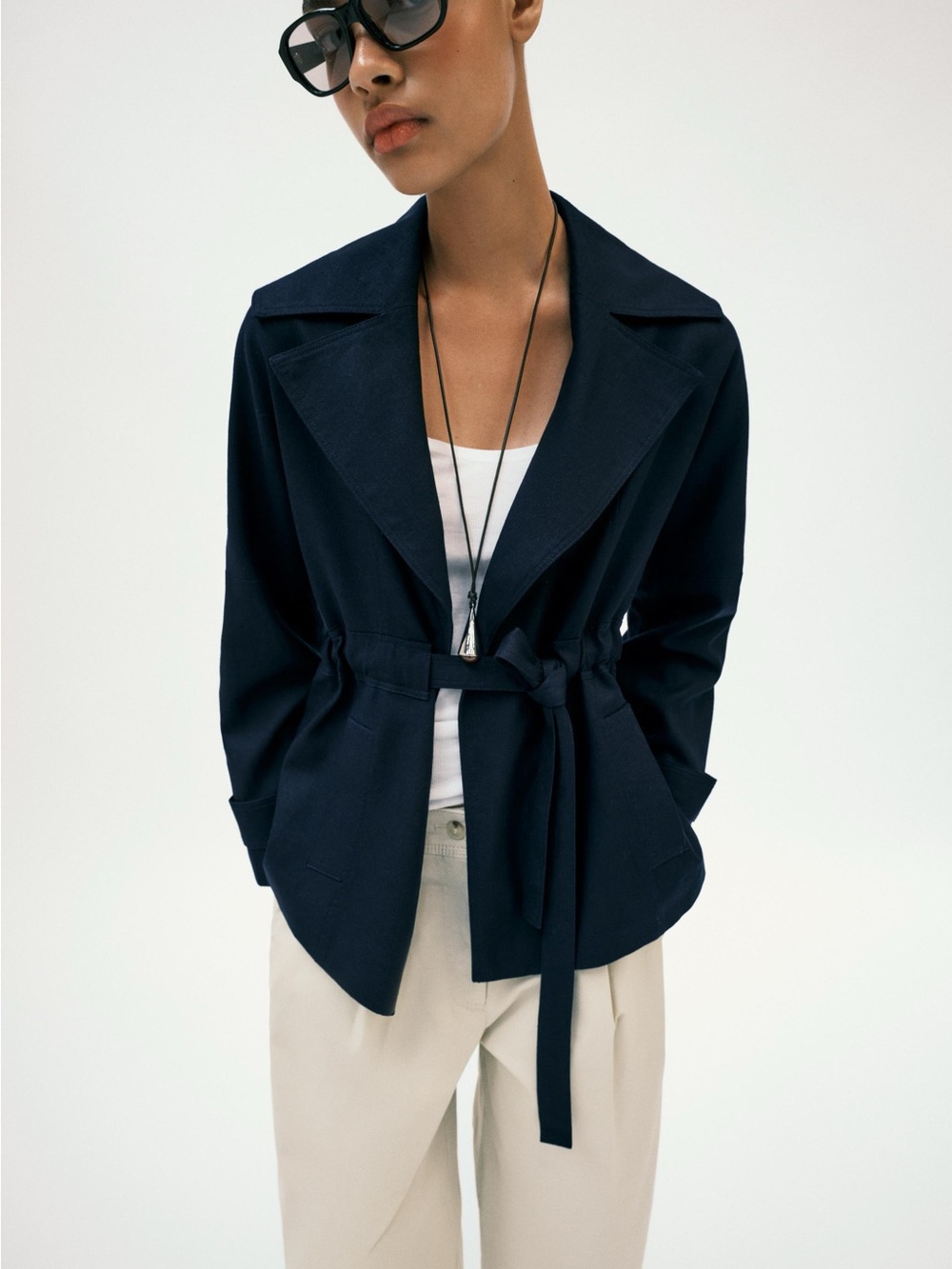 NWT Zara Trench Coat With Self-Tie Belt large